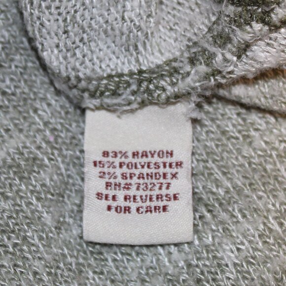 Mudd Marled Knit V-Neck Lightweight Varsity curved hem greenish-gray top M - Picture 7 of 8